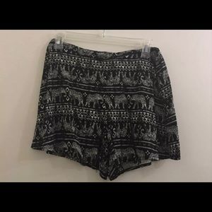 Black Flowy shorts with elephant pattern